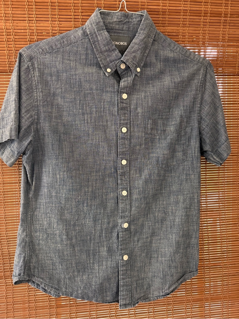 Bonobos Men's Short-Sleeve Casual Shirt in Heather Blue- Slim Short